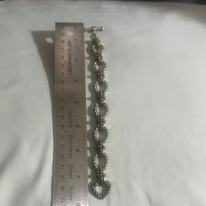 Brighton Two-Tone Twisted Heart Link Bracelet - Silver and Gold